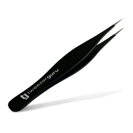 Tweezers Point Tip - Tweezer Guru Stainless Steel Precision Eyebrows and Facial Hair Remover - Ingrown Hair, Splinter, Blackhead and Tick Removal for Women &