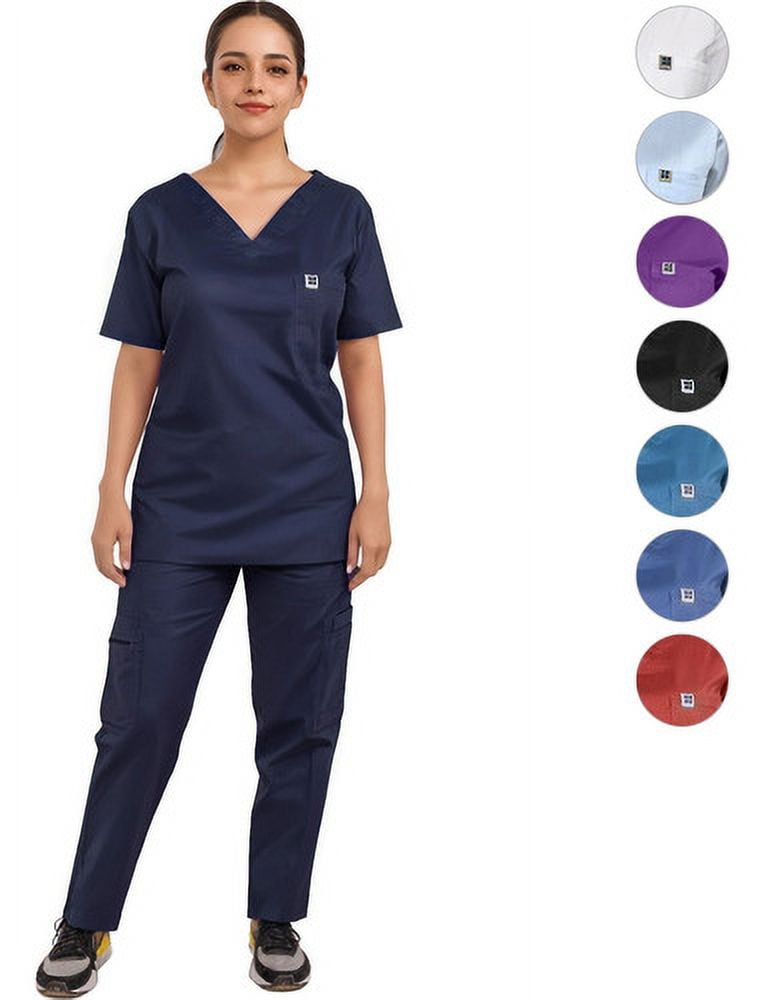 Uniforme Medico Pijama Quirurgica Mujer Recto Conjunto S Azul