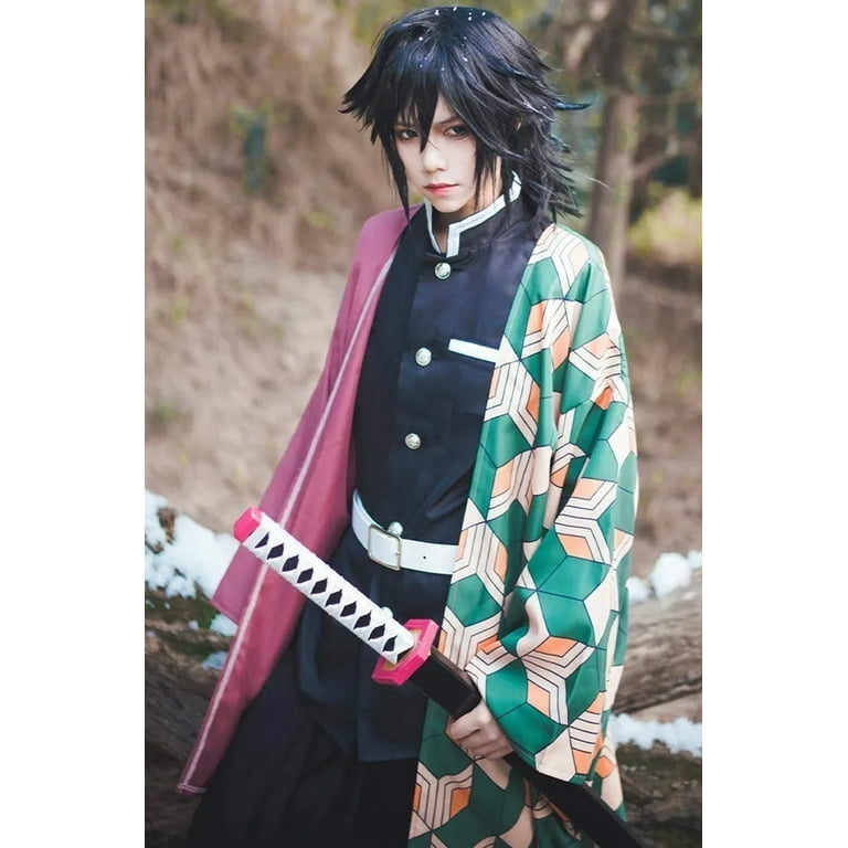 5PCS Anime Demon Slayer Cosplay Kimono Brother Sister Tomioka Giyuu Cosplay  Costume,Children 120CM