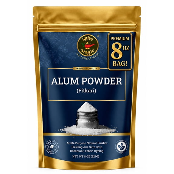 Spice Magic Food Grade White Alum Powder (Fitkari) | 8 oz (227 g) | Potassium Alum for Pickling & Food Preparation | Fine Powder, Resealable Pouch