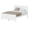 thumbnail image 6 of Miekor Wood Platform Bed Frame with Headboard, Mattress Foundation with Wood Slat Support, No Box Spring Needed, Full Size, White BC2A0727, 6 of 8