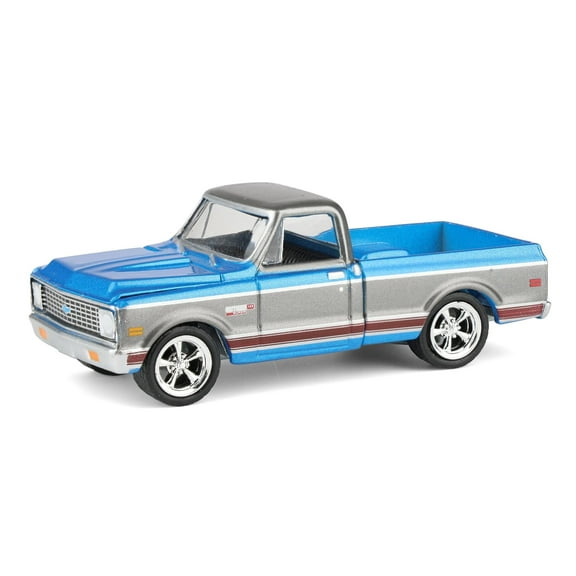 1972 Chevrolet Cheyenne C10 Short Bed Truck Electric Blue and Gunmetal Gray Metallic 1/64 Diecast Model Car by Greenlight