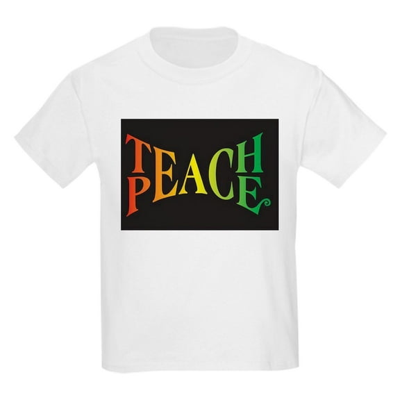 CafePress - Teach Peace Kids Light T Shirt - Light T-Shirt Kids XS-XL