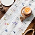 thumbnail image 3 of Bunny Easter Table Runner - 90 Inch Long Spring Floral Pastoral Wooden Cotton and Linen Blended Dress Scarves Farmhouse Table Runner for Kitchen Dining, Coffee Table, 13" x 90", 3 of 8