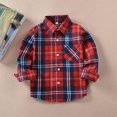 thumbnail image 2 of TOWED22 Kids Little Boys Girls Baby Red Plaid Flannel Long Sleeve Button Down Flannel Shirt Plaid Tops Girl Boy Clothes(Red,5-6 Y), 2 of 9