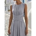 thumbnail image 4 of Womens Light Grey Sleeveless Criss-Cross Waist Summer Maxi Dress, Casual, 4 of 4