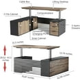 thumbnail image 3 of 70.87" Adjustable Heigh L Shaped Executive Desk with Drawers Cabinets Universal Charging Ports(Left Return), 3 of 7