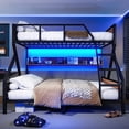 thumbnail image 3 of Bellemave Queen Over King Bunk Bed with Storage Shelves, Heavy-Duty Bunk Beds with LED Lights, Space-Saving Metal+Wood Bunk Bed Frame, Noise-Free Design (Black), 3 of 8