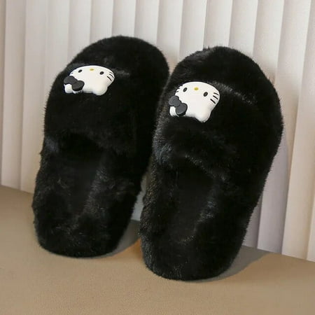 

New Kawaii Sanrio Hellokitty Plush Slippers Winter Children Cartoon Lovable Fashion Solid Color Christmas Anime Toys For Girls