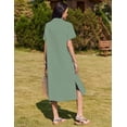 thumbnail image 6 of Zeagoo Dresses for Women Summer Casual Midi Short Sleeve Button Down Shirt Linen Dress Beach Cover Up with Pocket, 6 of 6