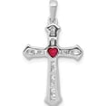 thumbnail image 3 of 14K White Gold Ruby And Diamond Heart Cross Pendant (26 X 15) Made In India pm5272-ru-020-wa, 3 of 5