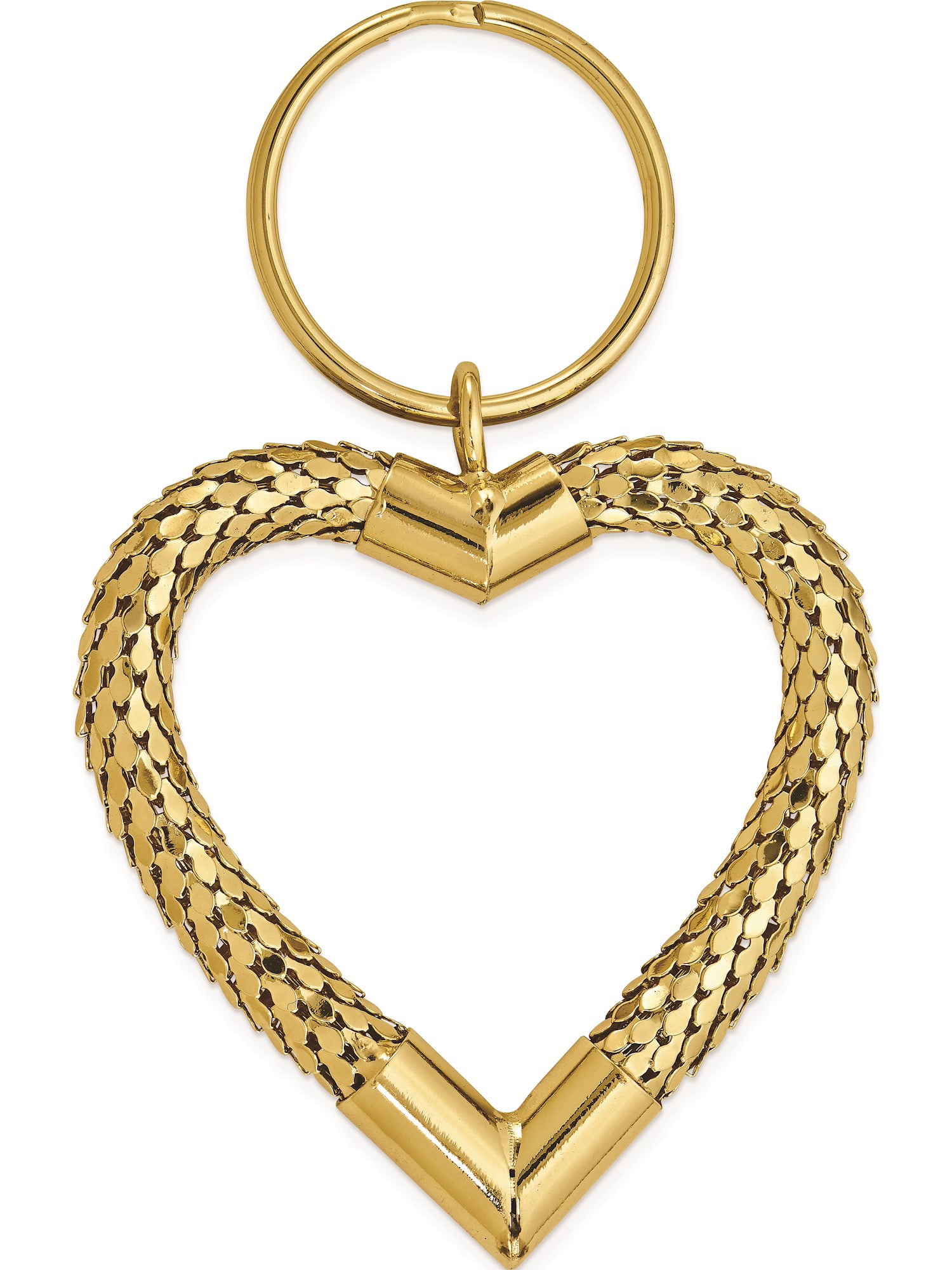 Vintage Gold Large Heart with Pearl Metal Mesh Jewelry Keychain