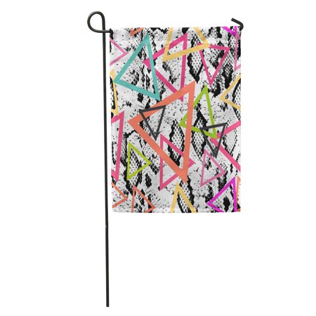 SIDONKU Snake Skin Black Magenta Orange Pink Purple Blue Geo Ethnic Garden Flag Decorative Flag House Banner 12x18 inch