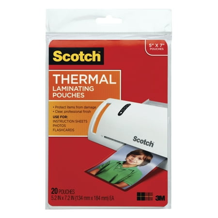 Scotch Thermal Laminating Pouch, 5 x 7 Inches, 5 mil Thickness,