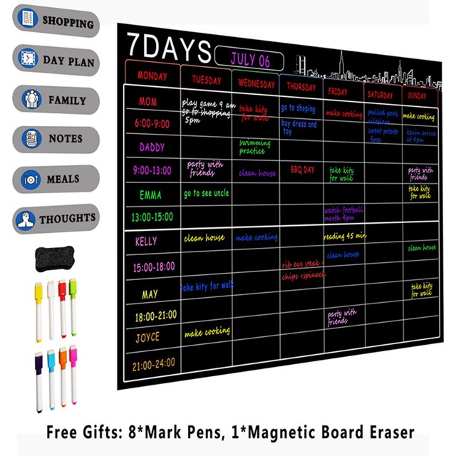 2X Magnetic Dry Erase Calendar Set 16X12 Inch Whiteboard Weekly Planner Organizer A3 White Board for Fridge Kitchen Home
