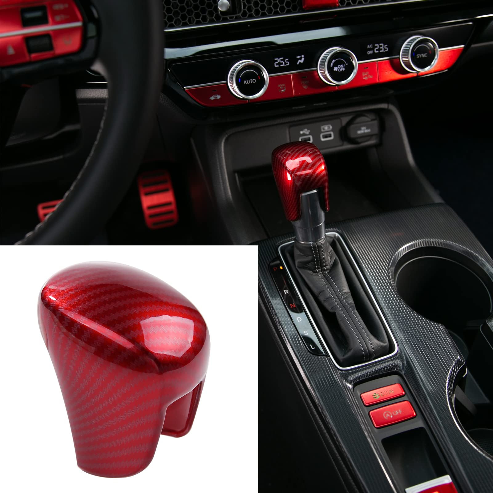 Thenice for 11th Gen Civic Gear Shift Knob Cover Trims Automatic