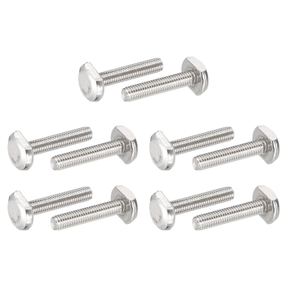 Uxcell t Slot Bolts, 304 Stainless Steel Drop-in Bolt t Shape Stud Sliding Screw Metric Thread Hammer Head Bolt for t Track 10 M6x30mm