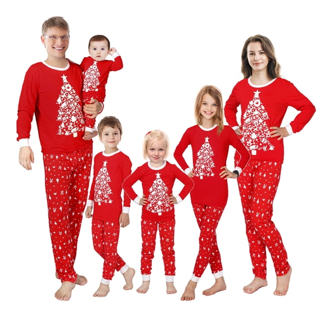Pyjamas de Noël Rayés Rouges et Blancs pour Famille, Vêtements de Nuit pour Enfants, Pyjamas pour Famille, Vêtements de Maison pour Couples