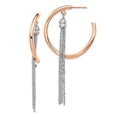 thumbnail image 2 of Sterling Silver Rhodium-plated & Rose-gold plate Hoop with Chain Earrings, 2 of 3