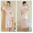 thumbnail image 4 of LYMAYTER Women's Short Satin Robe‌ Elegant Kimono Wedding Party Bathrobe for Bride & Bridesmaid, 4 of 9