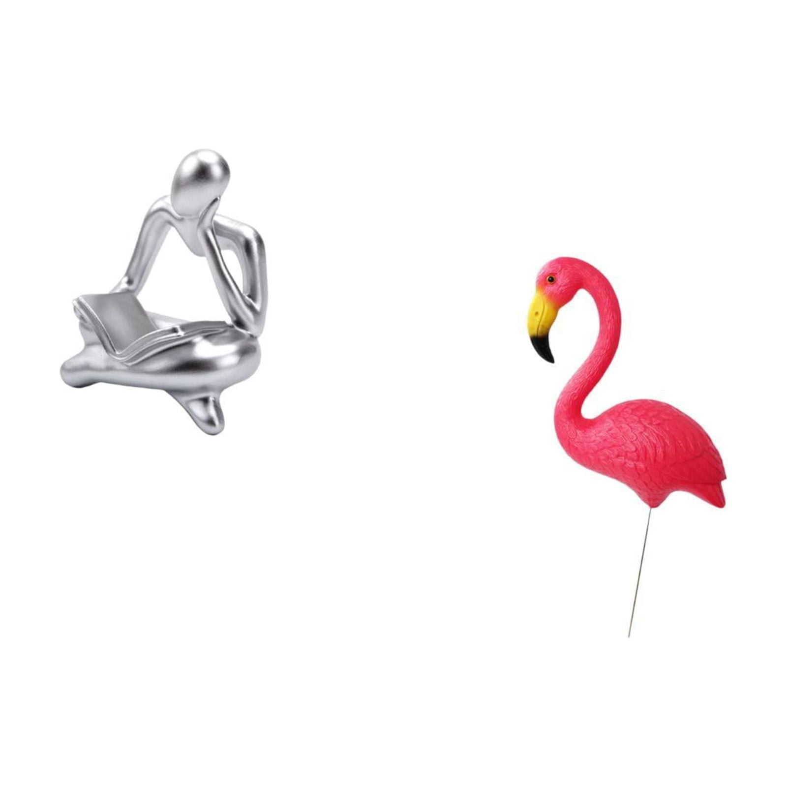 CoudarTitie Abstract Thinker Bird Statue Decoration for Tabletop Living Room Shelf Office Bookshelf Yard Art Ornament Backyard Fairy Garden Accessories Flamingo Garden Stake Sculpture for