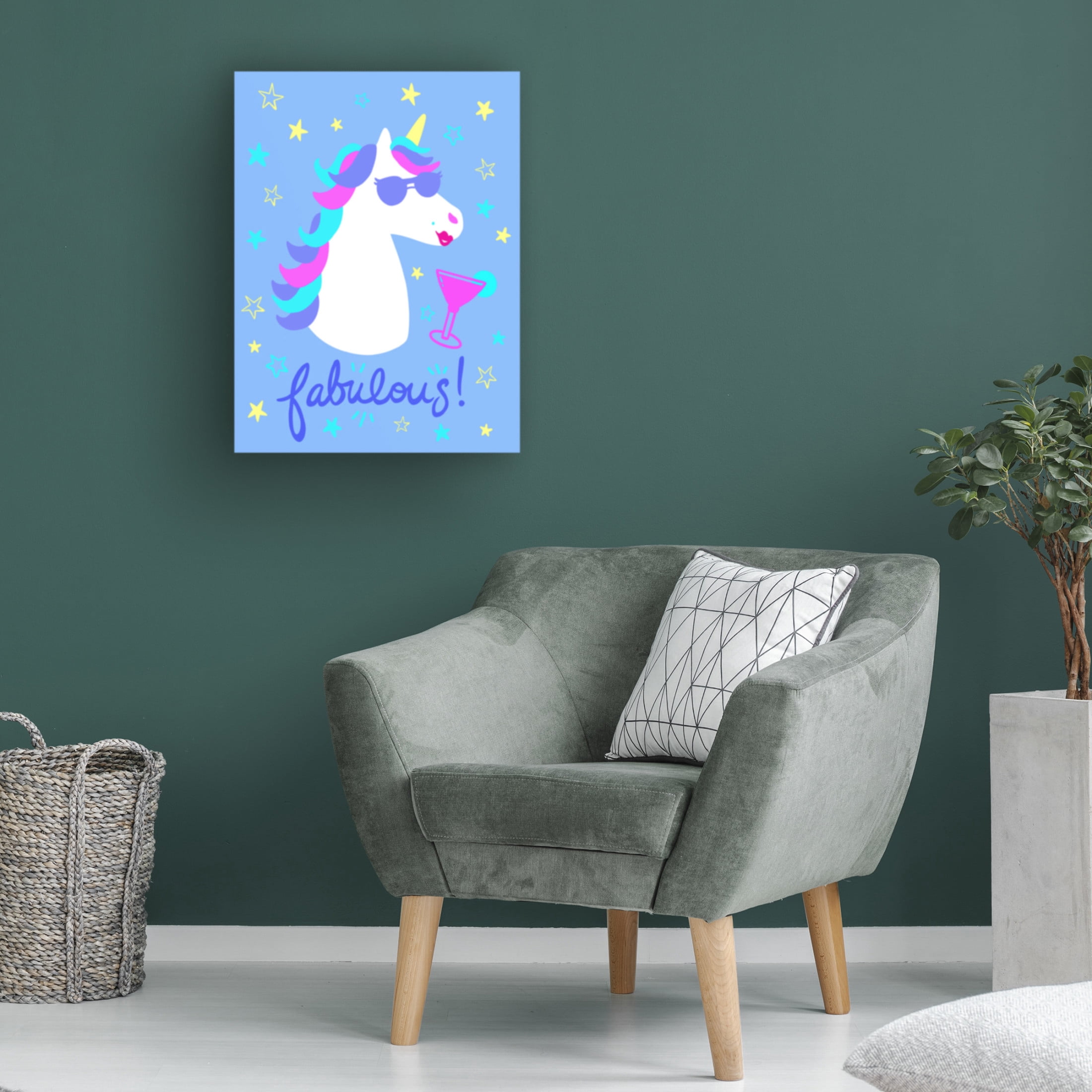 Canvas Wall Art - Alvina Kwong 'Unicorn Fabulous' Wall Art for Living Room, Bedroom, or Office Décor by Trademark Fine Art - 35 x 47 Inches