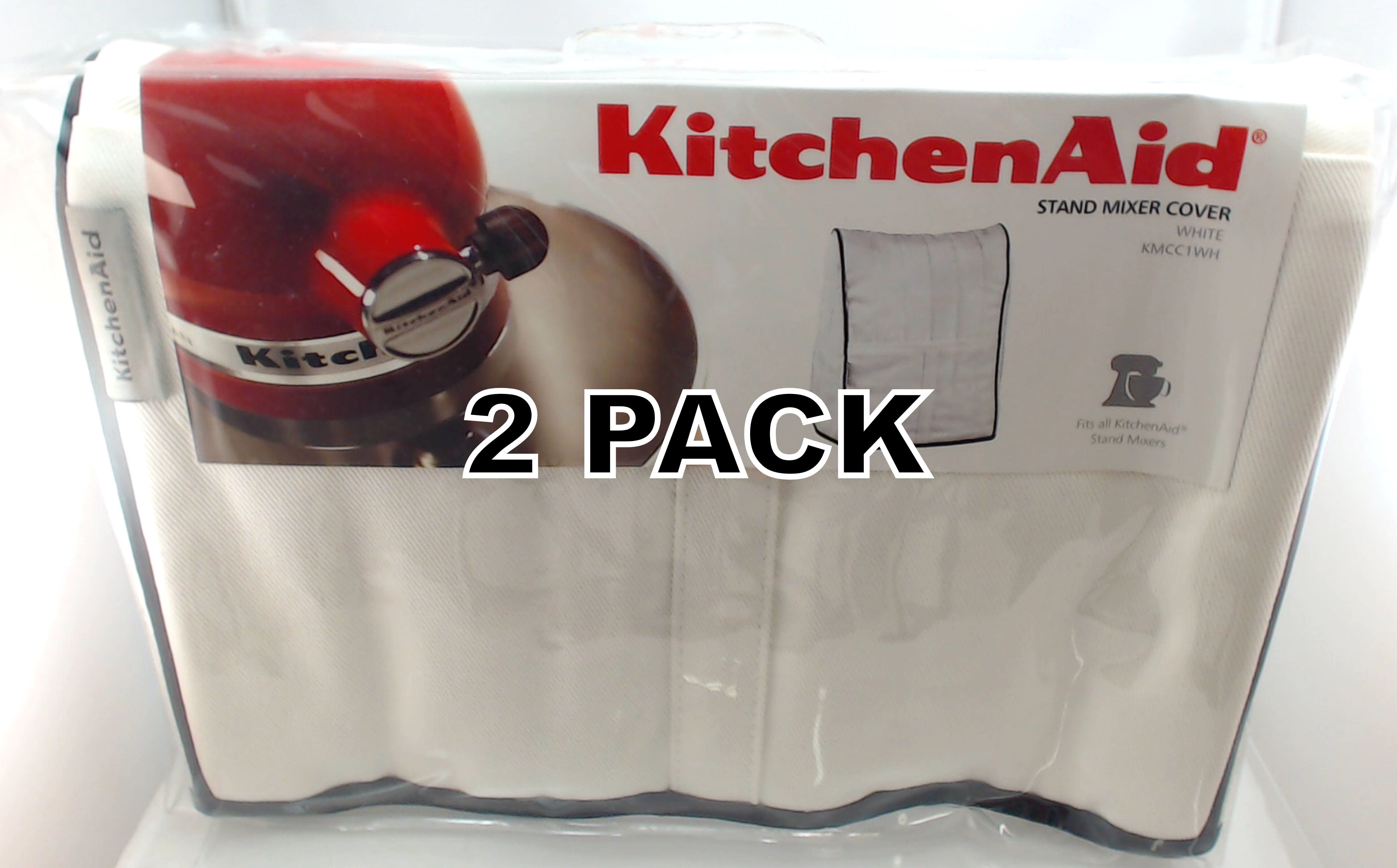 2 Pk, Stand Mixer Cloth Cover in White for KitchenAid, KMCC1WH