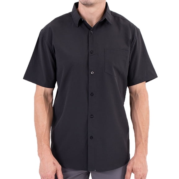 Visive Mens Short Sleeve Button Up Dress Shirts - Black - Small
