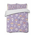 thumbnail image 2 of Purple Mushroom Queen Size Down Alternative Comforter, Lightweight Comforter Quilt Bedding Set with Pillow Shams Botanical Butterfly Spring All Seasons Bed Comforter Duvet Insert 90"x96", 2 of 7