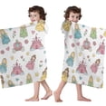 thumbnail image 4 of Pastel Princess Castle Pattern Hooded Bath Towel，60"x35" for Ages 3 To 12 Kids, Quick Dry Lightweight Soft Microfiber Hood Beach Towel Cover Up for Kids, 4 of 7