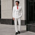 thumbnail image 3 of HBDesign Mens Summer 2 Piece Double Breasted Suit Set Quick Dry Peak Lapel Blazer Pants Business Formal Wedding, 3 of 6