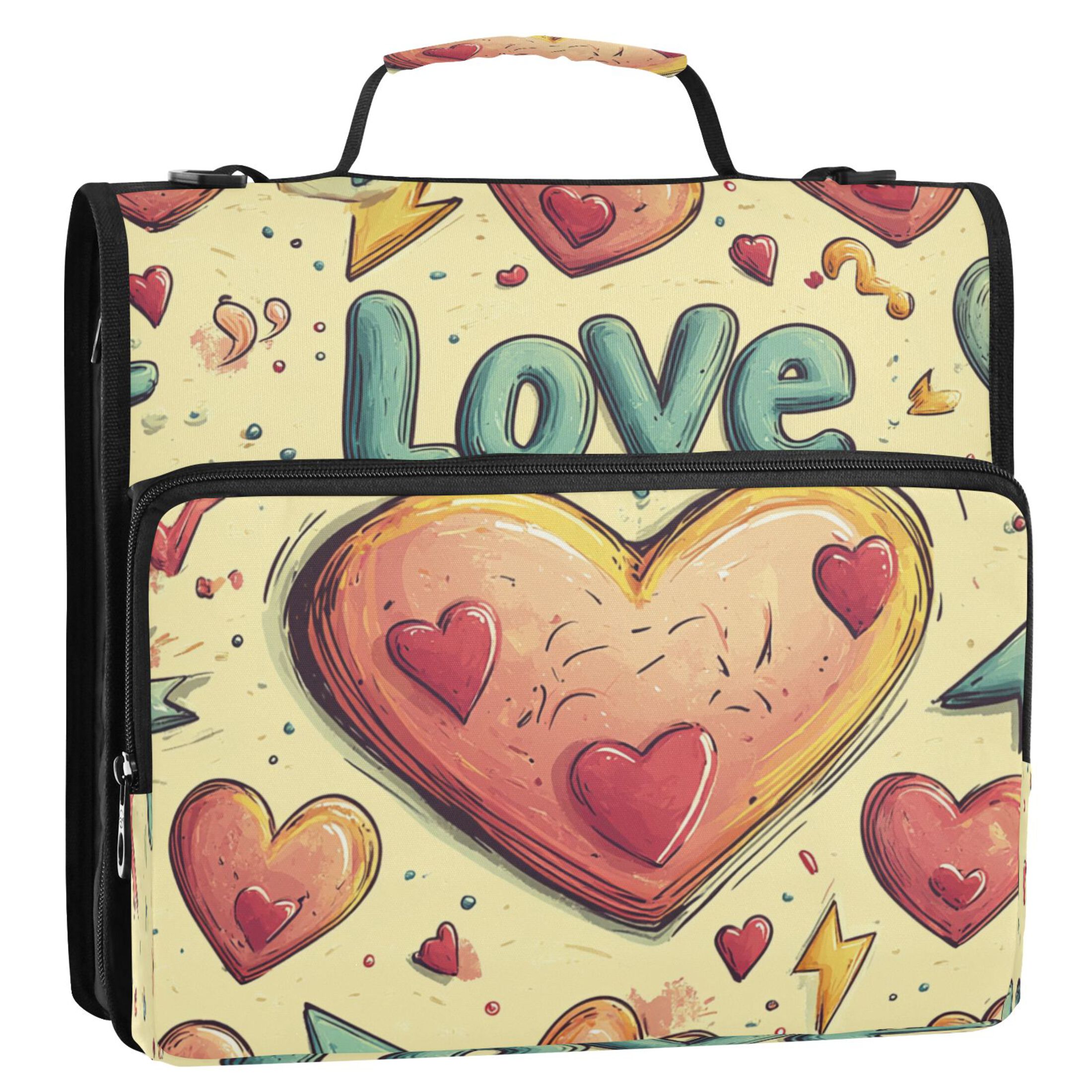 YAZAOO Zipper Binder trapper keeper Documents Organized Design Heartfelt Whimsy Printed