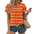 thumbnail image 2 of XMMSWDLA Chemises Décontractées d'Été pour Femmes Manches Courtes Tunique Rayée - T-Shirt Col Rond Orange pour Adolescentes, 2 of 7