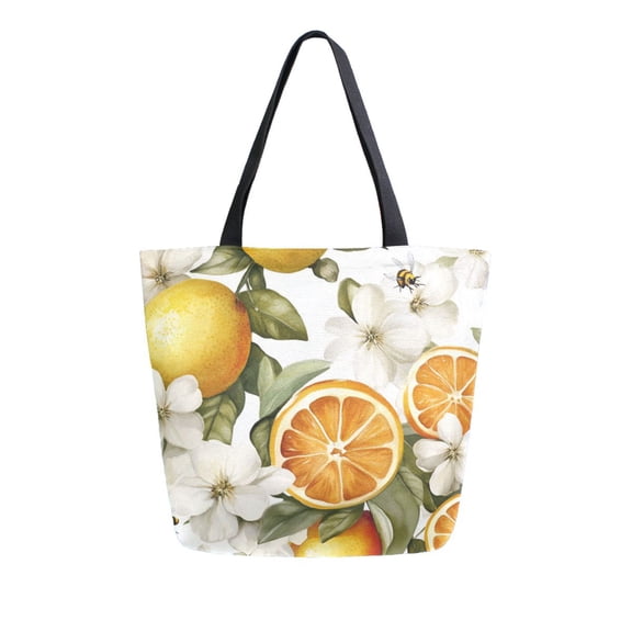 FORMRS Womens Canvas Tote Bag with Zipper Inner Pocket Shoulder Handbag, Oranges Watercolor