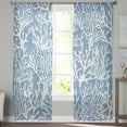 thumbnail image 2 of Blue Coral Coastal Semi Sheer Curtains 108 Inch Length 2 Panels Set, Ocean Nautical Seaside Beach Sheer Kitchen Curtain Privacy Voile Window Curtain for Living Room Bedroom Rod Pocket Drapes, 2 of 7
