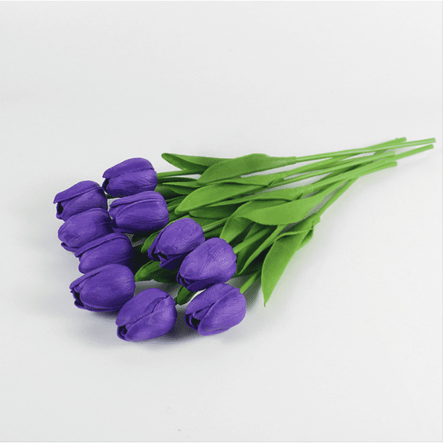 Xiao Hua 12 tulipanes artificiales, flores falsas, flores artificiales para decoración de bodas