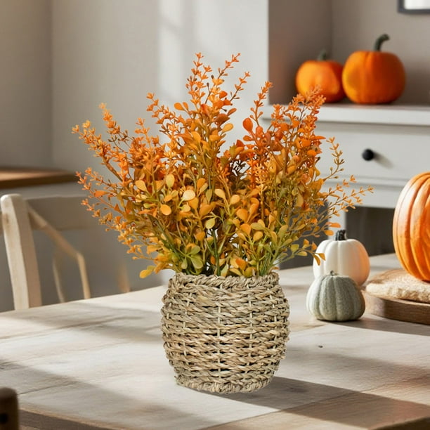 Decoraciones de otoño para el hogar, flores simuladas, decoraciones de escritorio, Acción de Gracias, decoraciones de escritorio, sala de estar, oficina, baño, cocina, decoraciones de otoño, plantas v