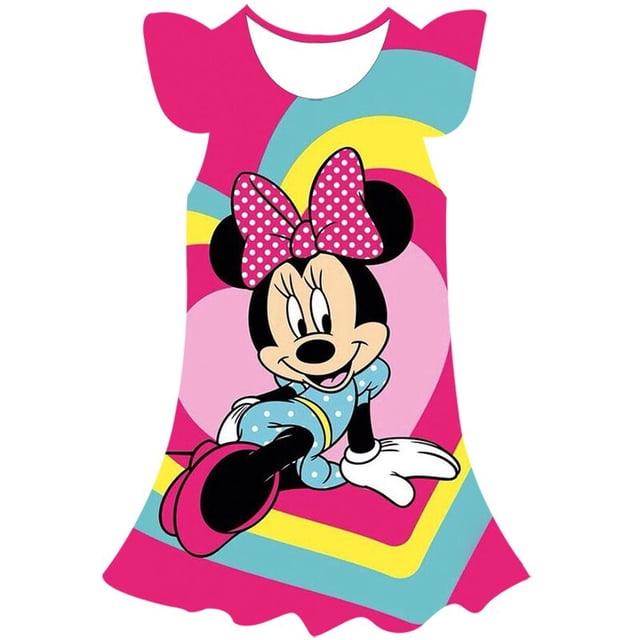Disney Mickey Minnie Mouse princesa vestido lindo dibujos animados niñas cumpleaños fiesta ropa clásico verano vestido niñas regalo 1-10 year7T Gao Jinjia LED