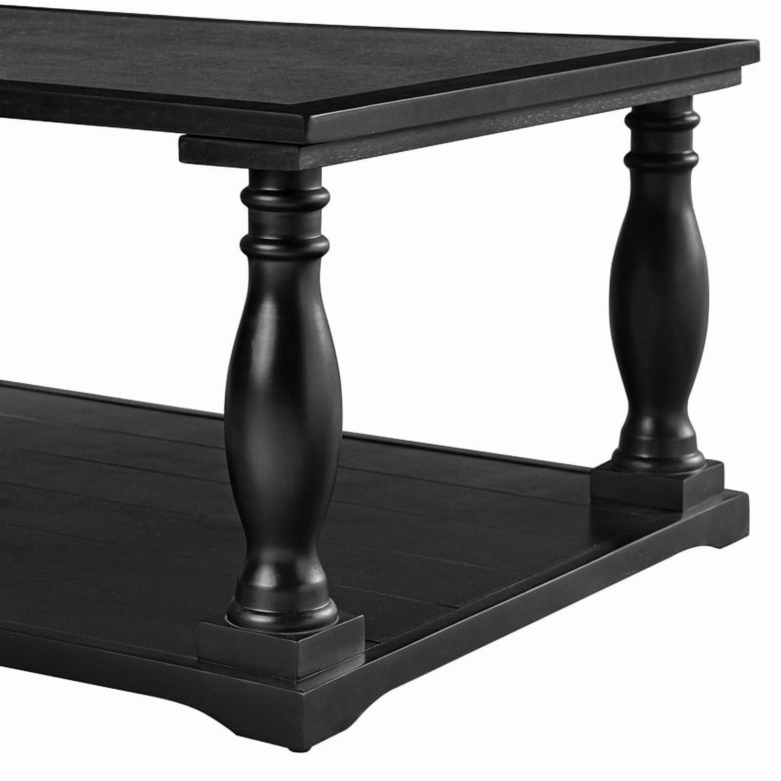 Vintage Rectangular Center Coffee Table with Sculptural Spindle Solid Wood Legs, 2-Tier Traditional Wooden Cocktail End Table