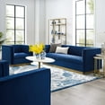 thumbnail image 2 of Tufted Armchair and Sofa Set, Velvet, Blue Navy, Modern Contemporary Urban Design, Living Lounge Room Hotel Lobby Hospitality, 2 of 6