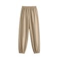 thumbnail image 6 of Guluxicc Women's Linen Gym Pants with Pockets Elastic High Waist Athletic Trousers for Everyday Workout Running, 6 of 7