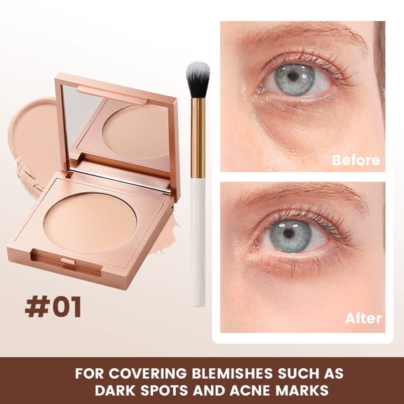 Kokovifyves Womens Beauty and Makeup Long-lasting Concealer with Brush Can Cover Dark Circles Freckles Marks and Water