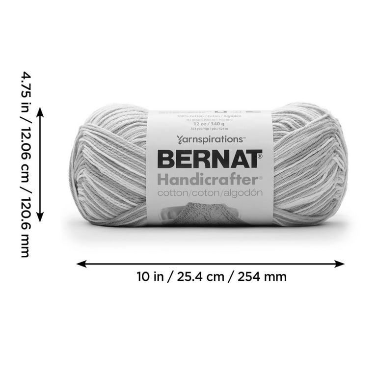 Bernat Handicrafter Ombre #4 Medium Cotton Yarn, Damask Ombre 12oz/340g, 573 Yards (2 Pack), Size: Two-Pack