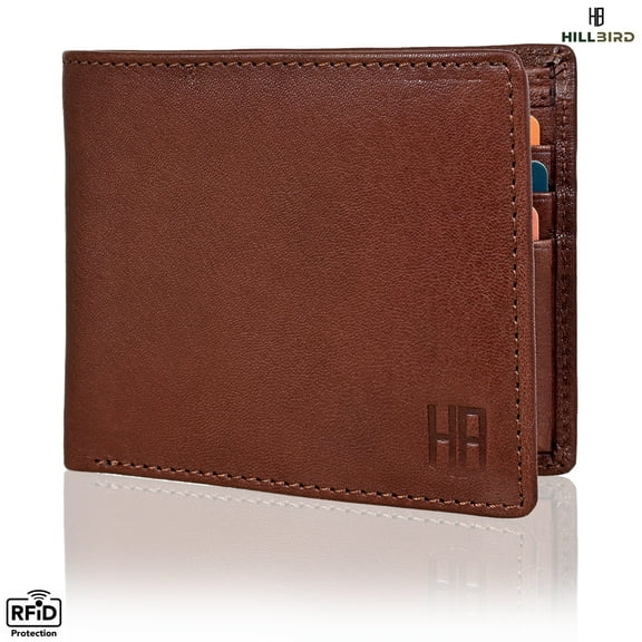 Genuine Leather Classic Handmade Bi-Fold Anti-Theft RFID Blocking Traveller Wallets For Men's (TAN)