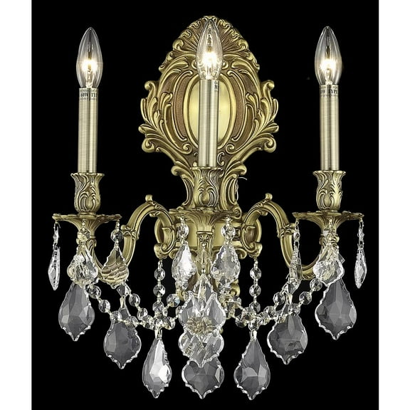 Monarch 3 light French Gold Wall Sconce Clear Royal Cut Crystal