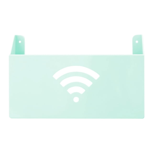 fashionhome Router Holder Storage Box Wall Mounted Wall Mounted Router Holder Remote Control Magazine Organizer Plastic Wire Cord Rack, Green