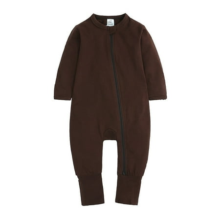 

Newborn Baby Romper Suit Long Sleeve Zipper Patchwork Casual Girls Boys Spring and Autumn Romper 3-24M