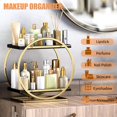 thumbnail image 5 of Makeup Organizer for Vanity,Black Perfume Organizer for Dresser,2 Tier Skincare Organizers Bathroom Countertop Organizer,Cosmetic Display Tray for Bathroom Counter(Gold), 5 of 6