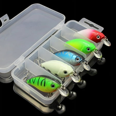 Splihome 5Pcs Crankbait Wobblers Lure Hooks Artificial Bait Hard Fishing Cranks Good Treble Hooks Tackle Crank Fishing Lure