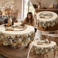thumbnail image 4 of 59.8 Inch Round Fall Thanksgiving Halloween Polyester Tablecloth Maple Leaf Ghost Pumpkin Print Waterproof Wrinkle Resistant Circular Table Cover for Dining Table Farmhouse Holiday Party Decor, 4 of 7